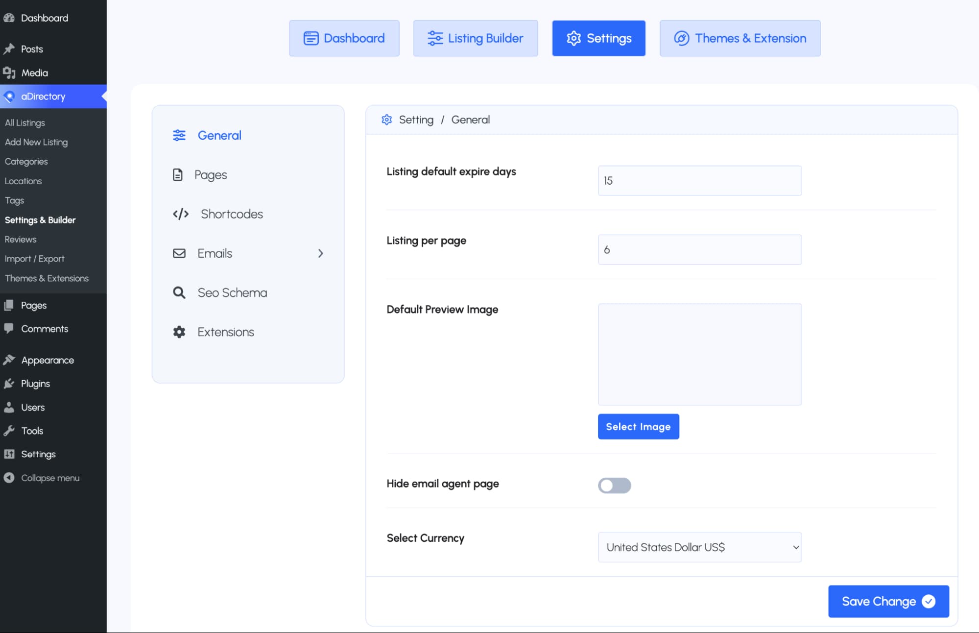 adirectory Settings