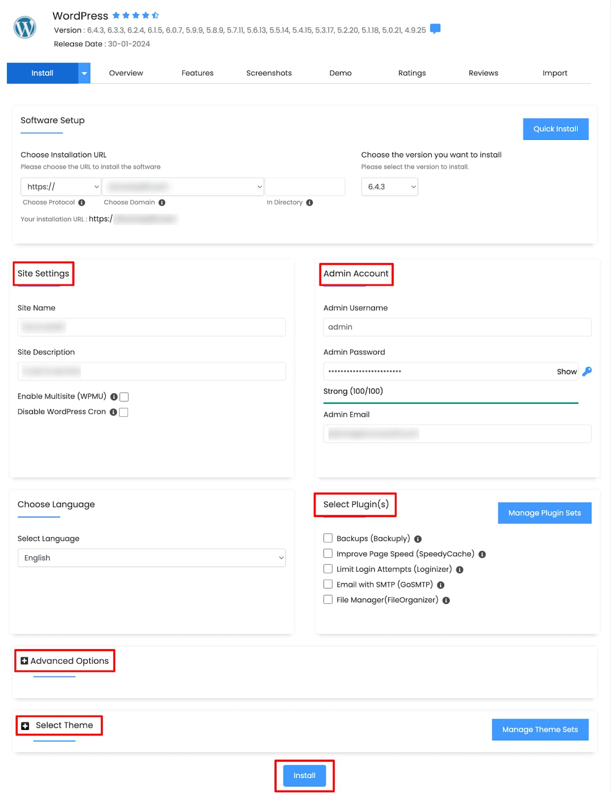 Configure Installation Settings