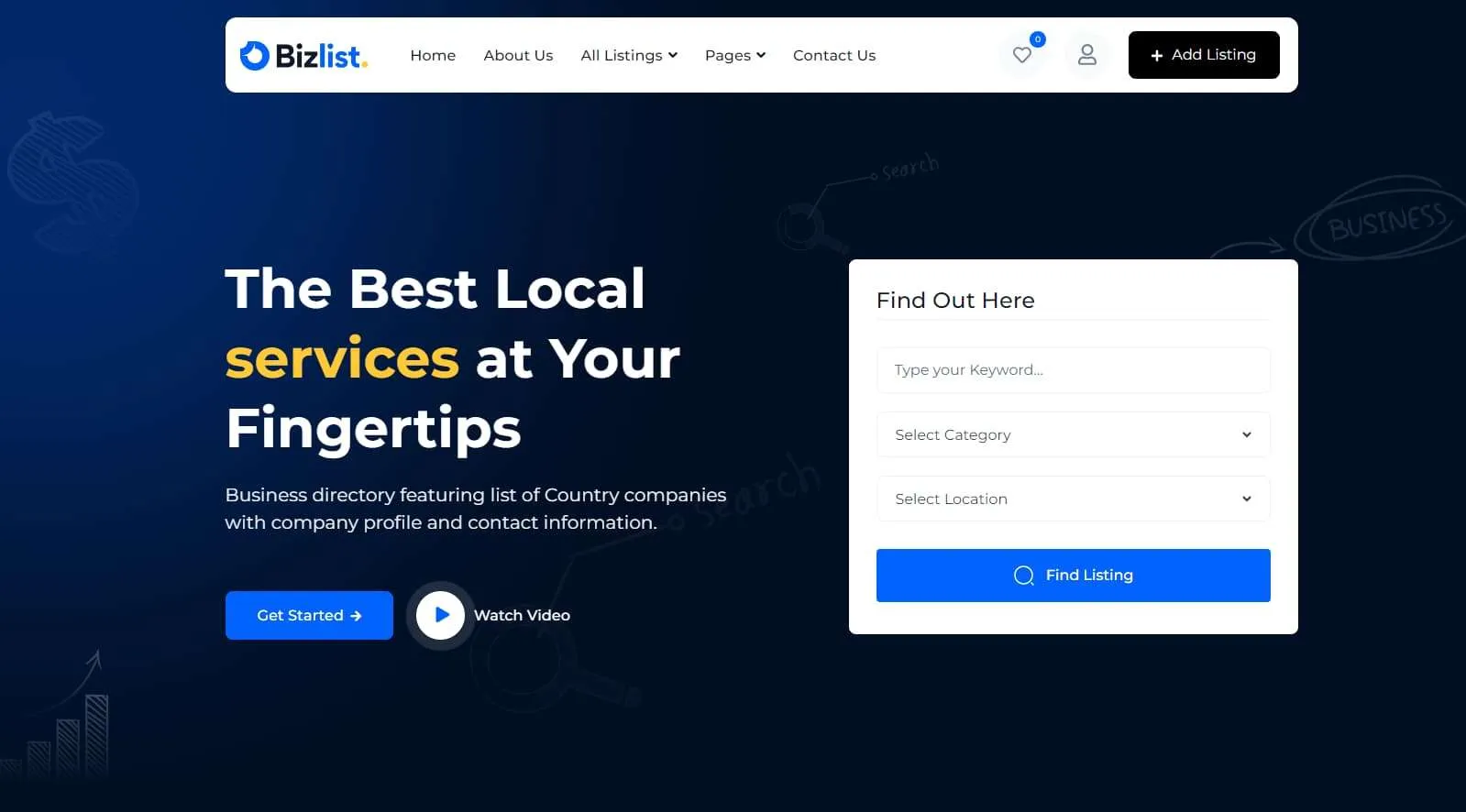 Bizlist - directory listing theme