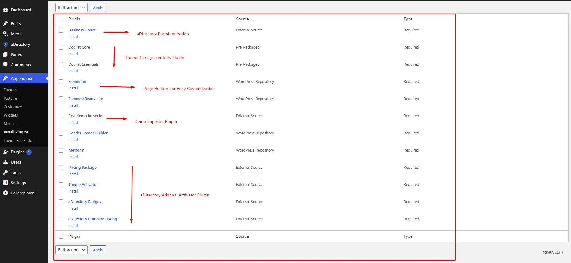 Plugin Installation - aDirectory