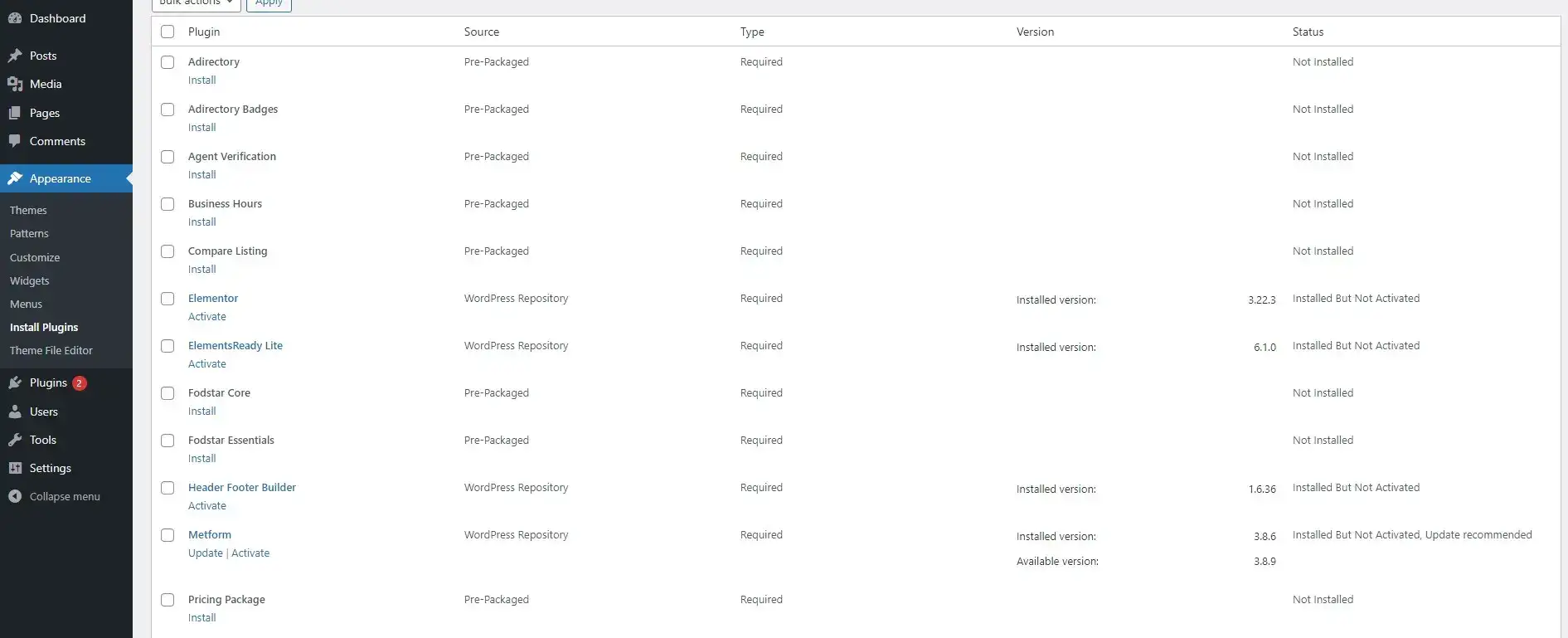 Pro Theme Installation - aDirectory