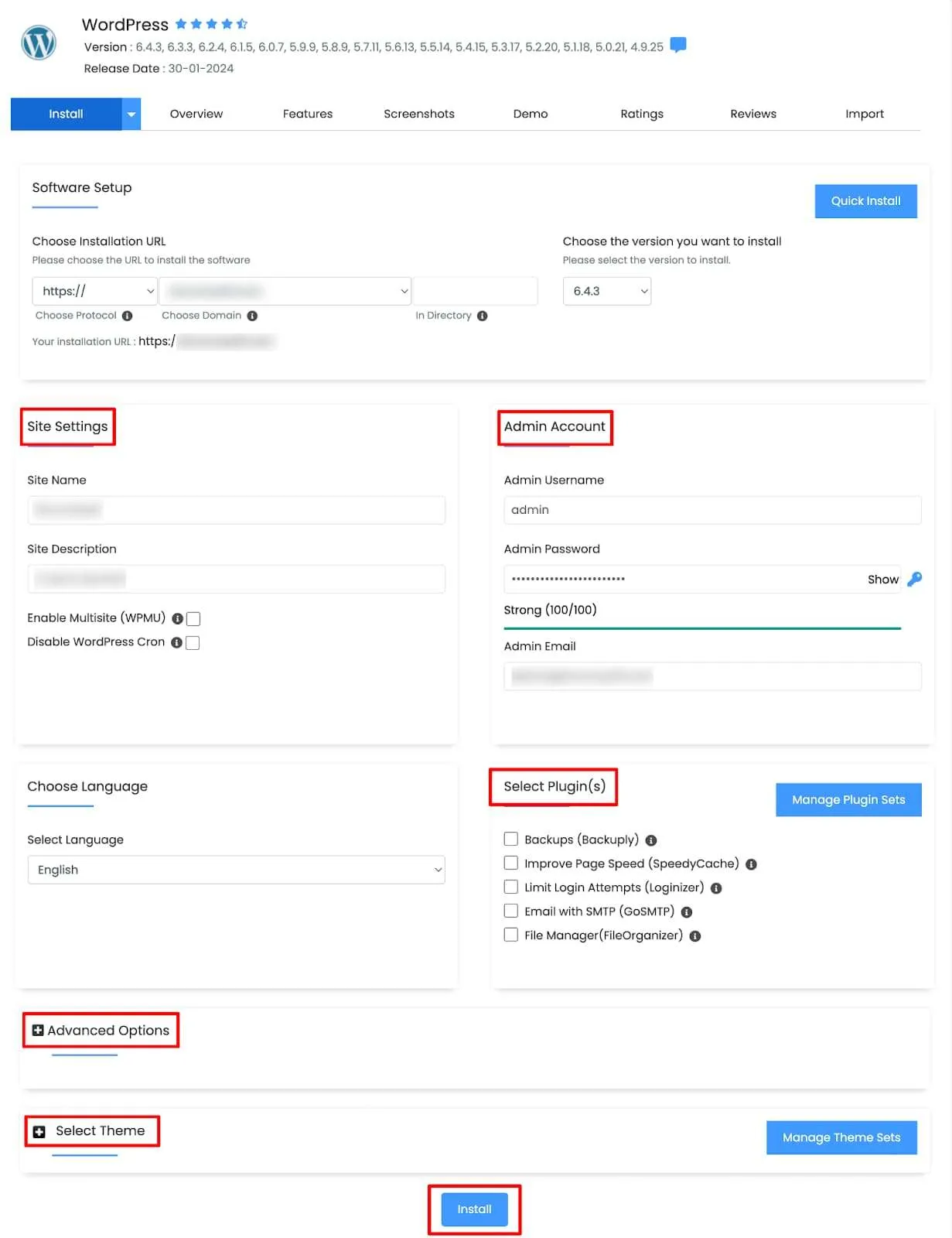 Configure Installation Settings