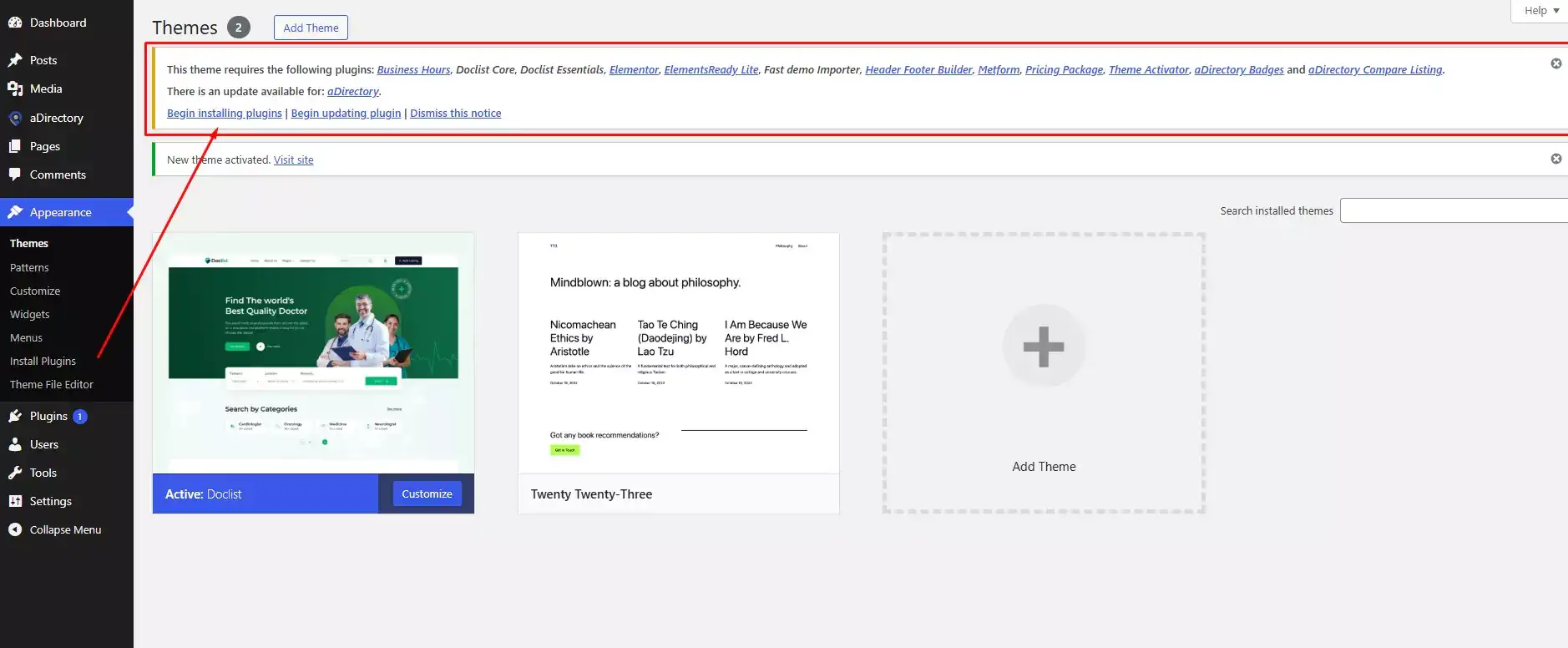 Plugin Installation - aDirectory
